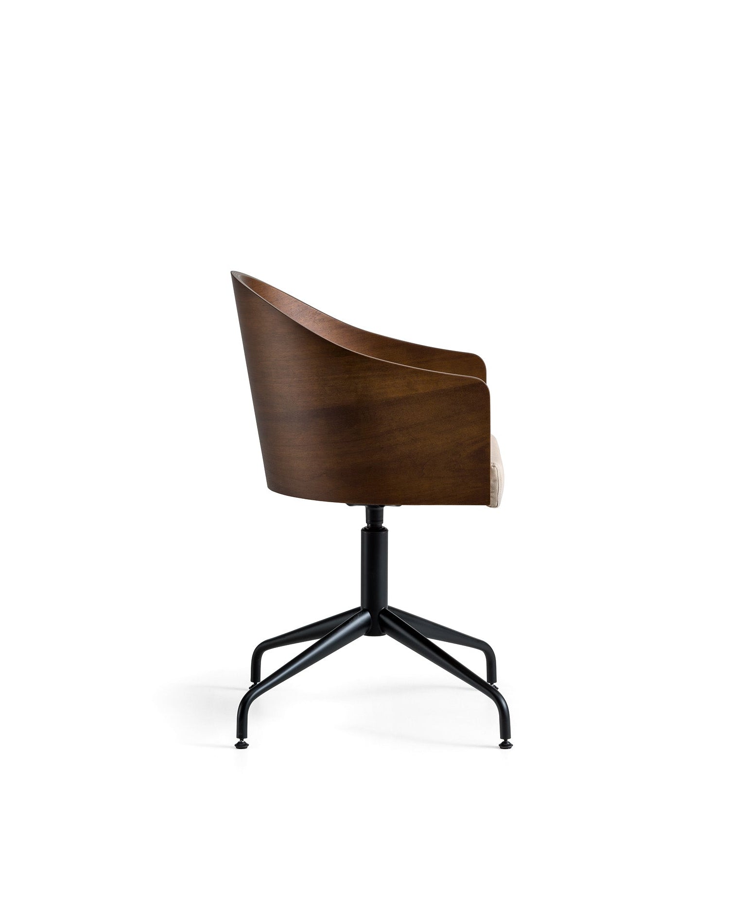 Wooden chair with black metal base 