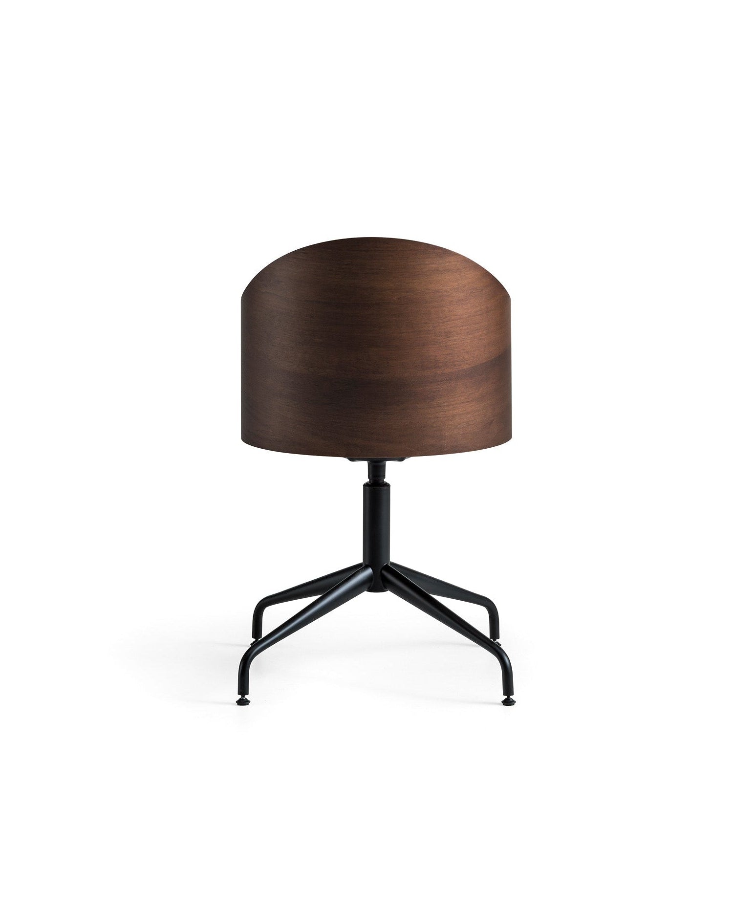 Wooden stool with a black metal base 