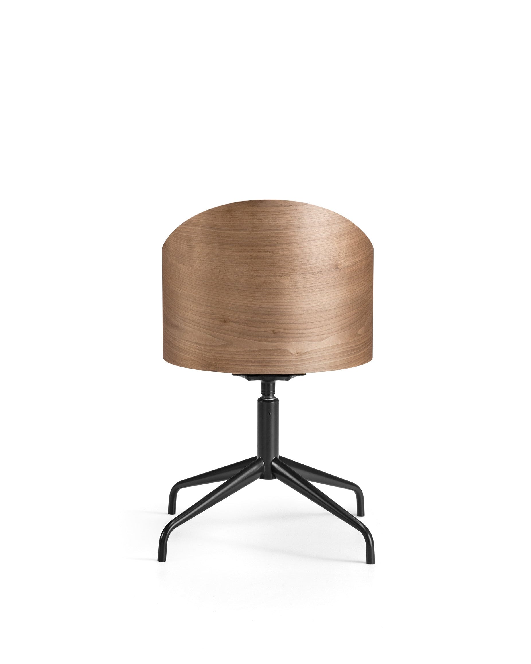 Wooden stool with a black metal base