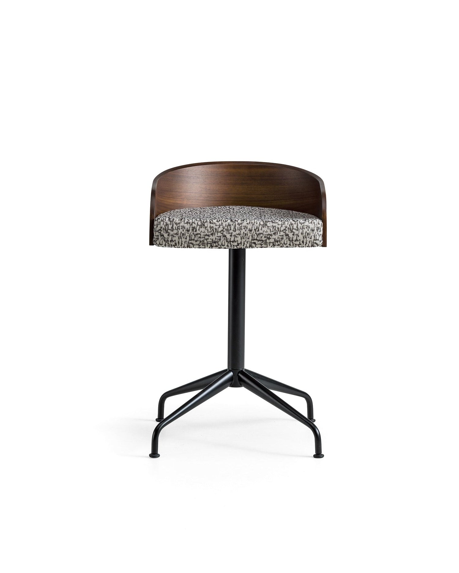 Chair with wooden backrest and patterned seat