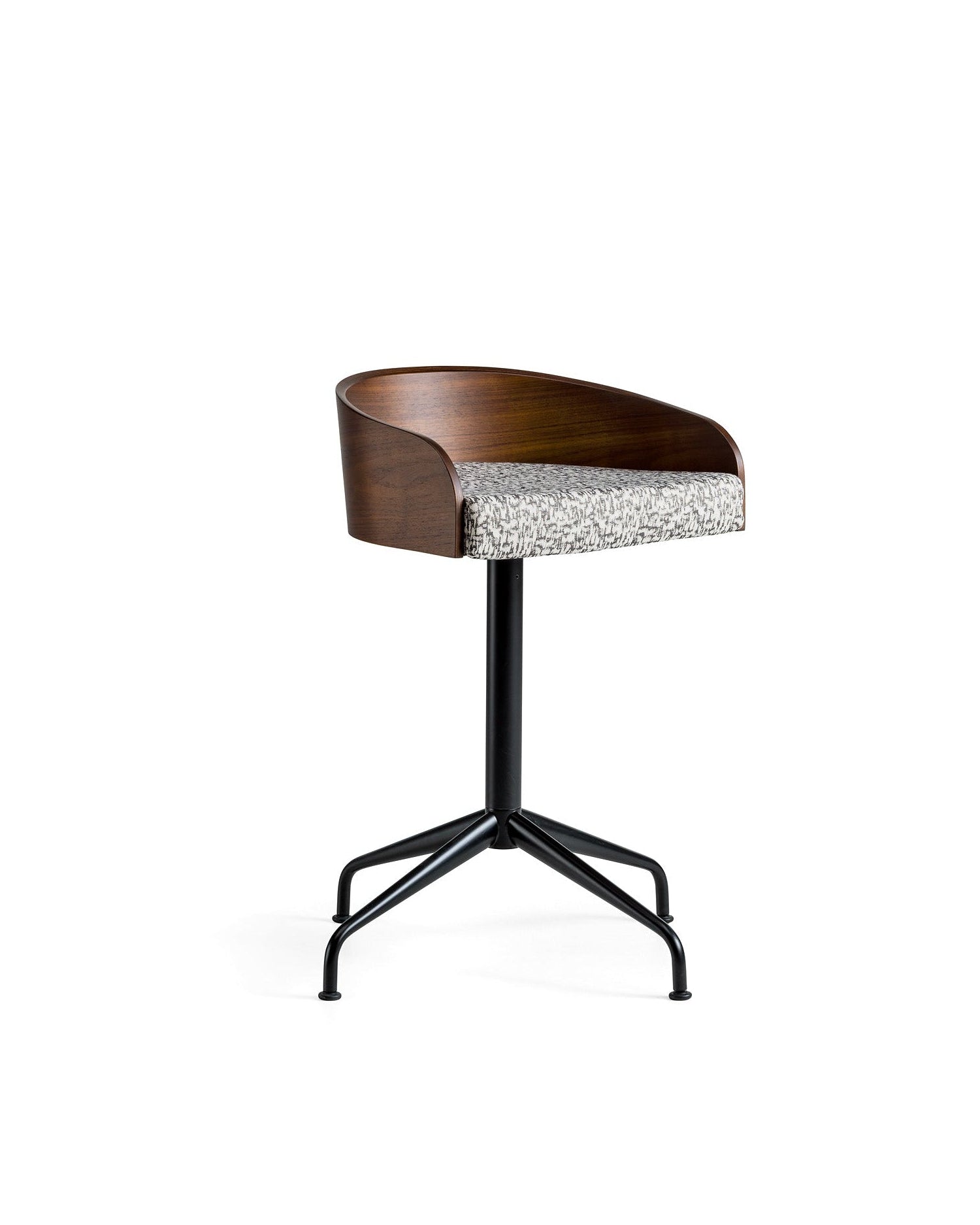 Modern stool with wooden top and pattern seat 