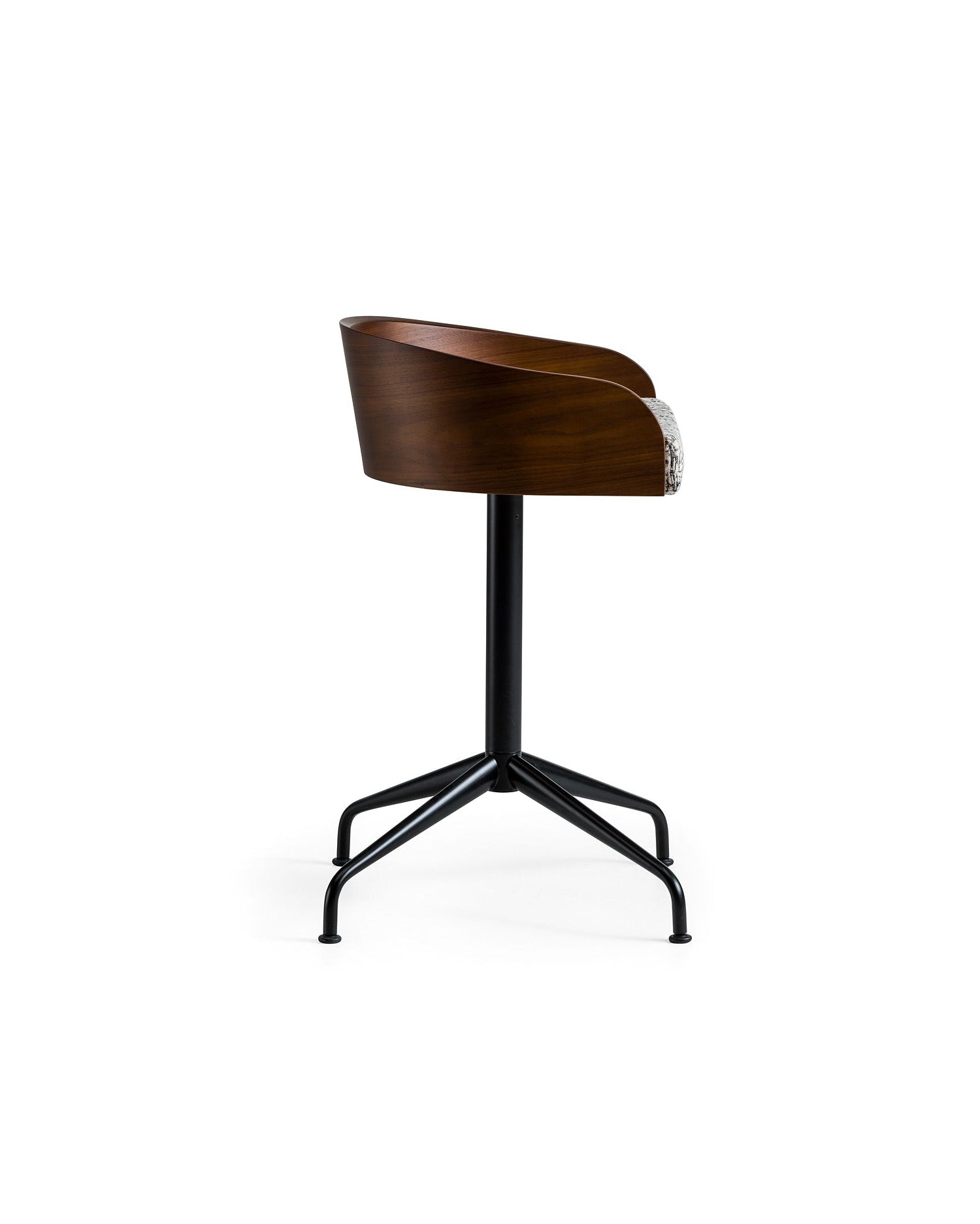 Wooden chair with black metal base 