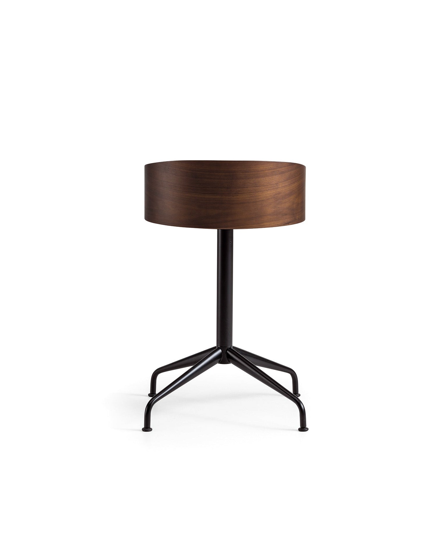 Small round stool with wooden top and metal legs