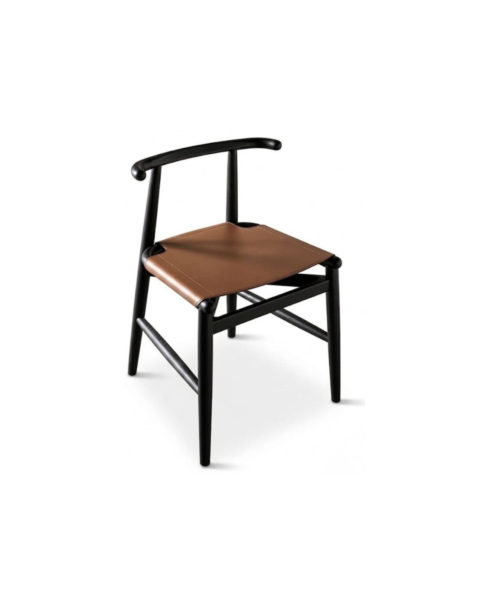 Chair with leather seat and black frame
