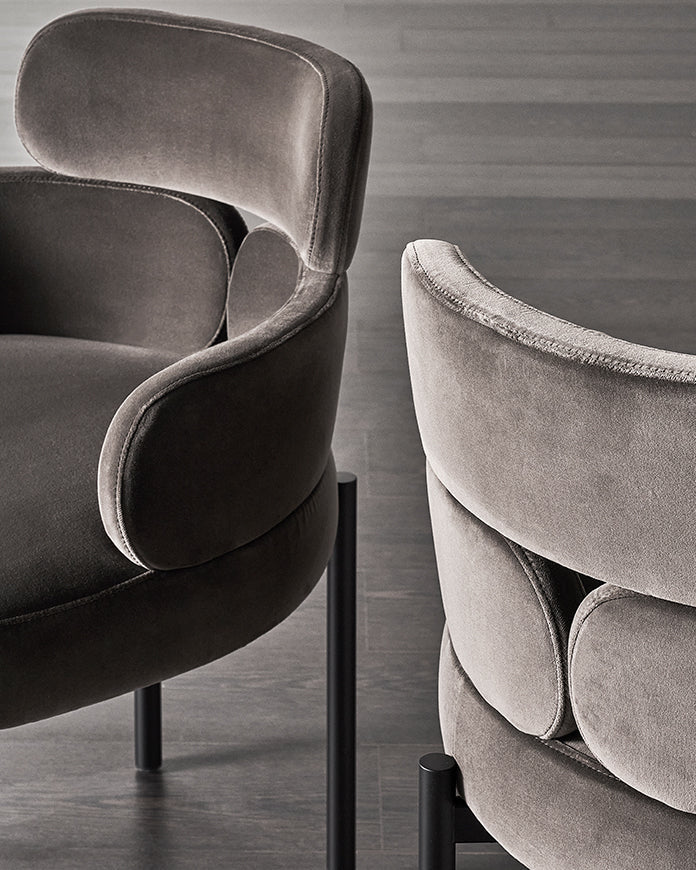 Two gray upholstered chairs 